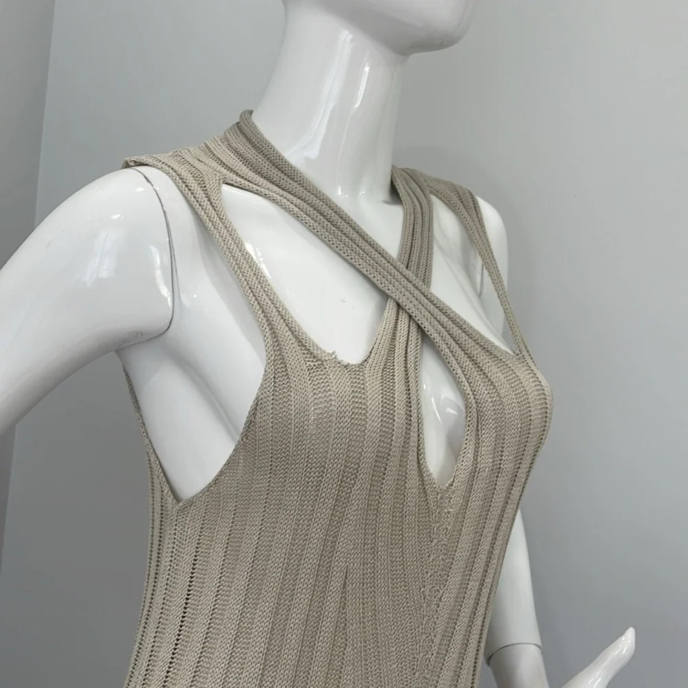 Micas Cross Halter Neck Split Maxi Dress size M - Picture 5 of 11